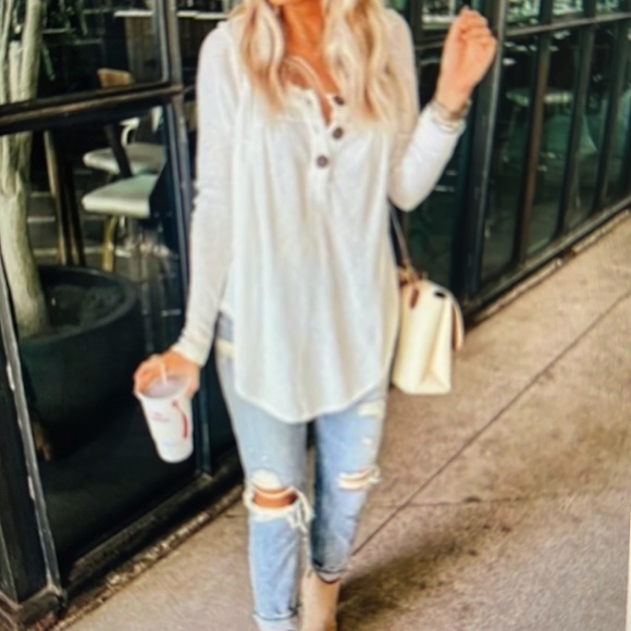 Free People Ivory Henley Top Size Small - Picture 6 of 6